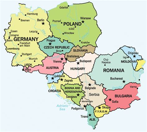 central europe map with cities|Map of Central Europe .